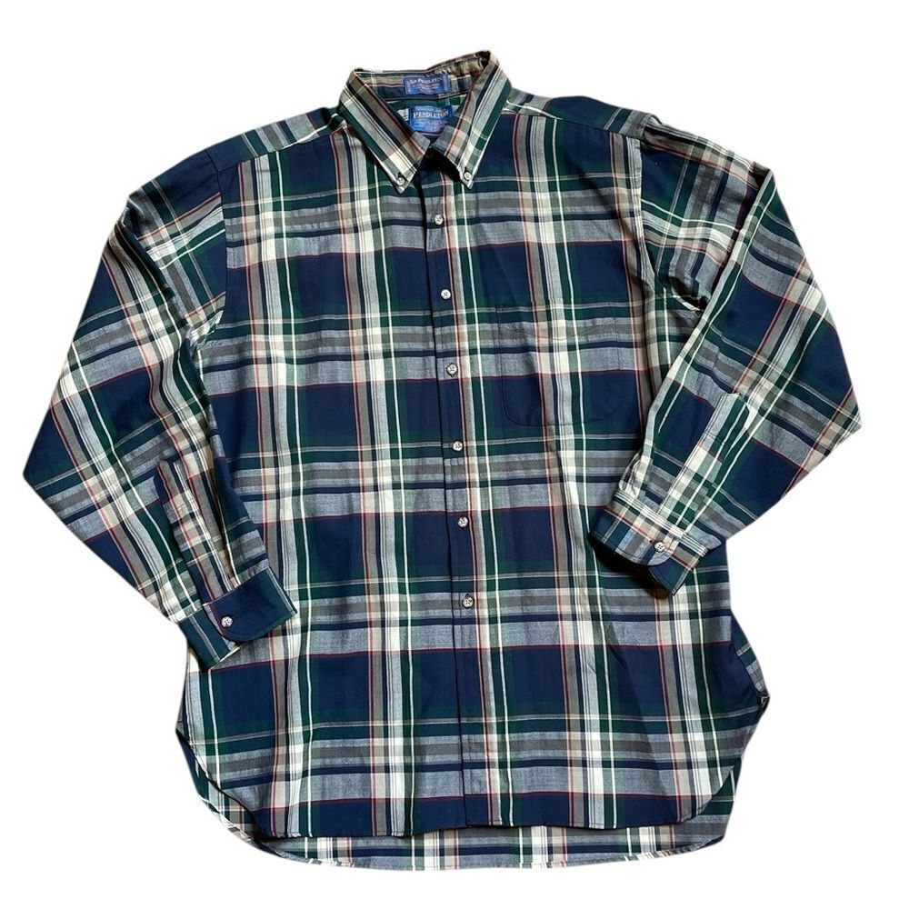 Pendletonโpure Virgin wool long sleeve plaid button-down size XL